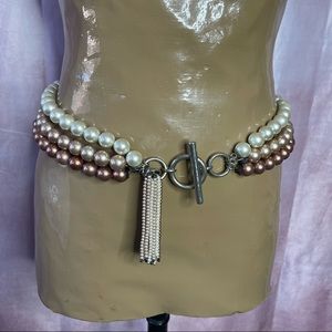 Silver Toggle Three Strand Beaded Belt